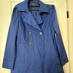 Black Rivet Royal Blue Double-Breasted Trench Coat